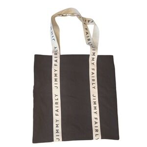 Jimmy Fairly Canvas Tote Bag Black Text Straps 18" x 17" Inside Pocket